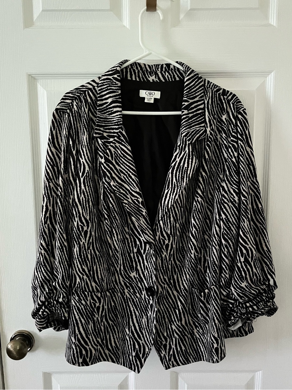 Cato Zebra-Print Black & White Blazer Cardigan
